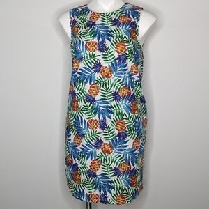 ✨3/$15 Tabitha Webb blue green orange tropical pineapple sleeveless dress 4